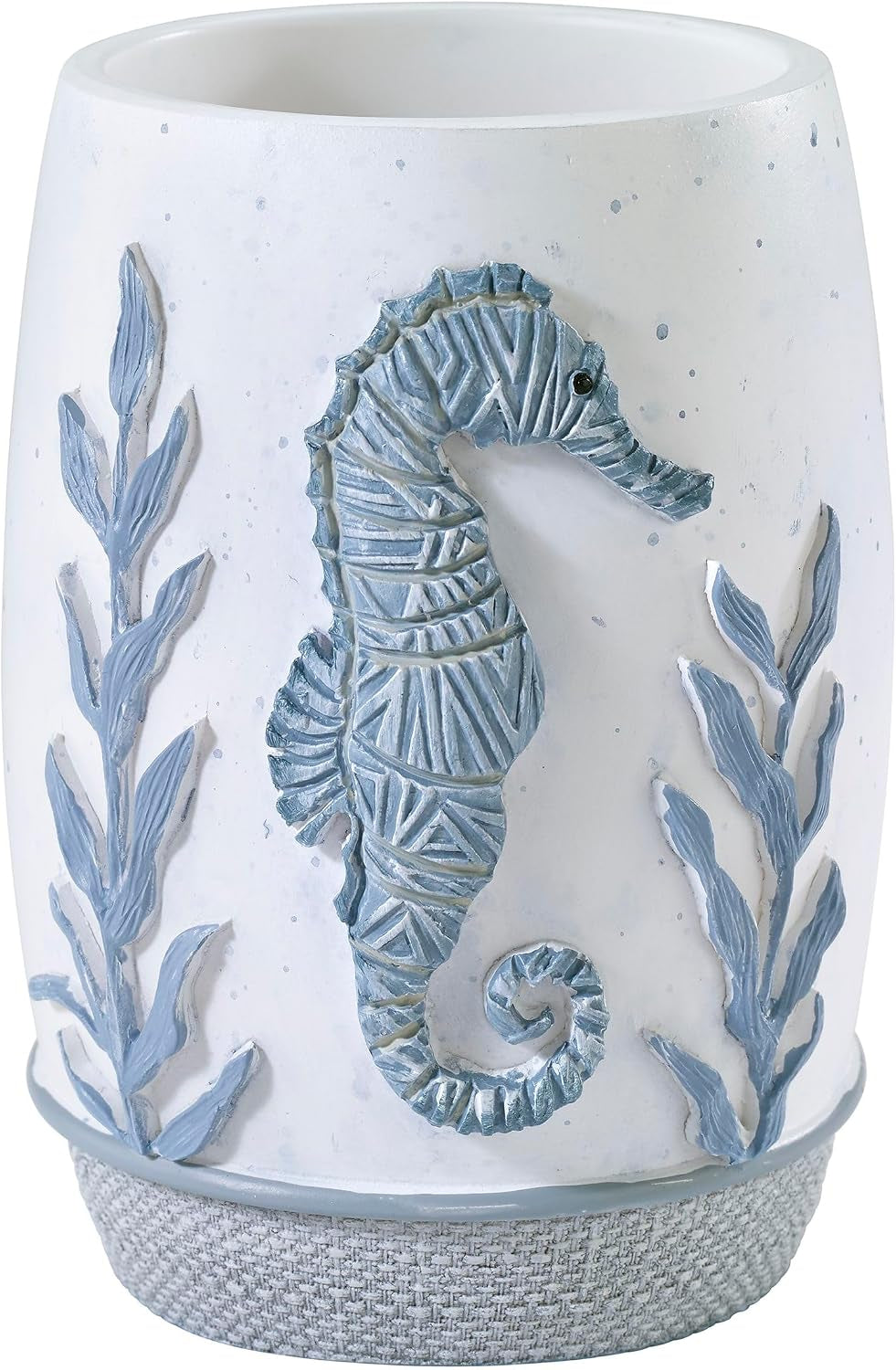 Coastal seahorse tumbler styled as modern coastal décor
