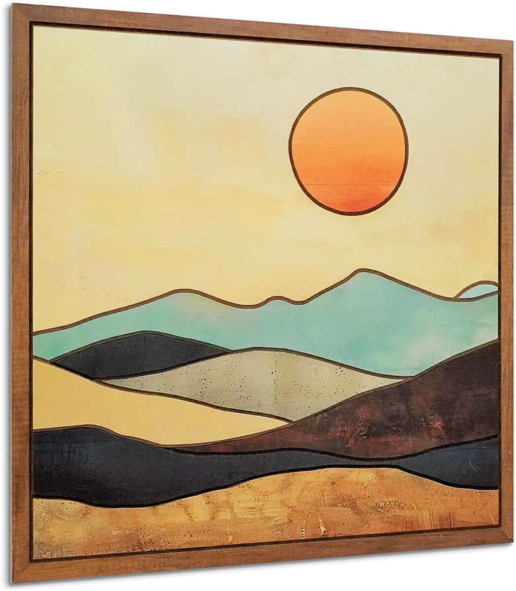 Boho wooden sun wall art as part of a gallery wall