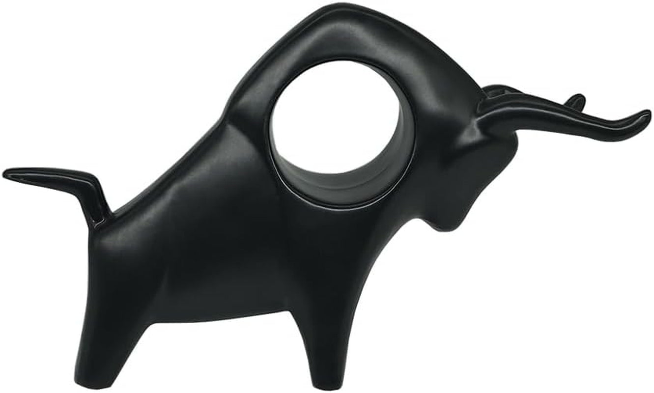 Anita Store Ceramic Bull Figurine styled on a bookshelf