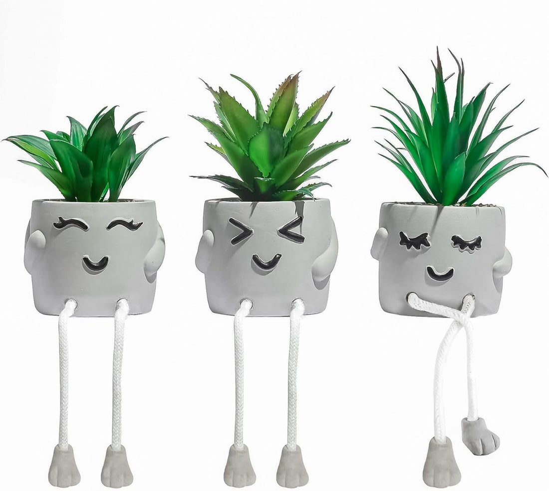 Set of faux succulents styled as realistic greenery