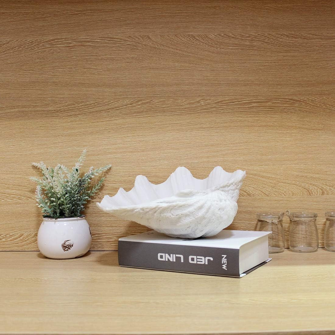 Medium White Scalloped Clam Shell Bowl Sea Shell Decor for Nautical Beach House,Coastal Decor Gift of Housewarming and Wedding Party