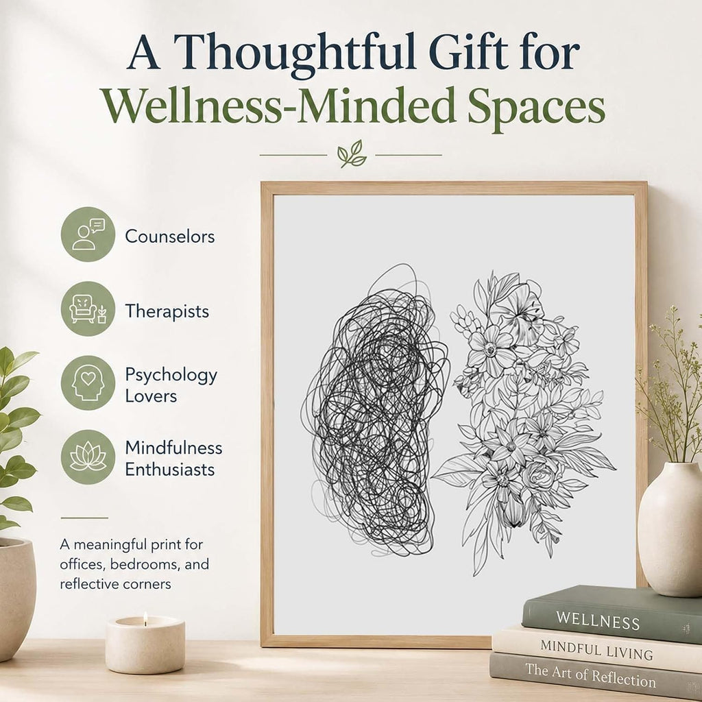 Psychology Brain Wall Art, Mental Health Art, Psychologist Office, Counseling Gift, Growth Mindset, Therapy Office Decor, CBT Wall Decor, Counselor Office Decor, Unframed (11X14 INCH)