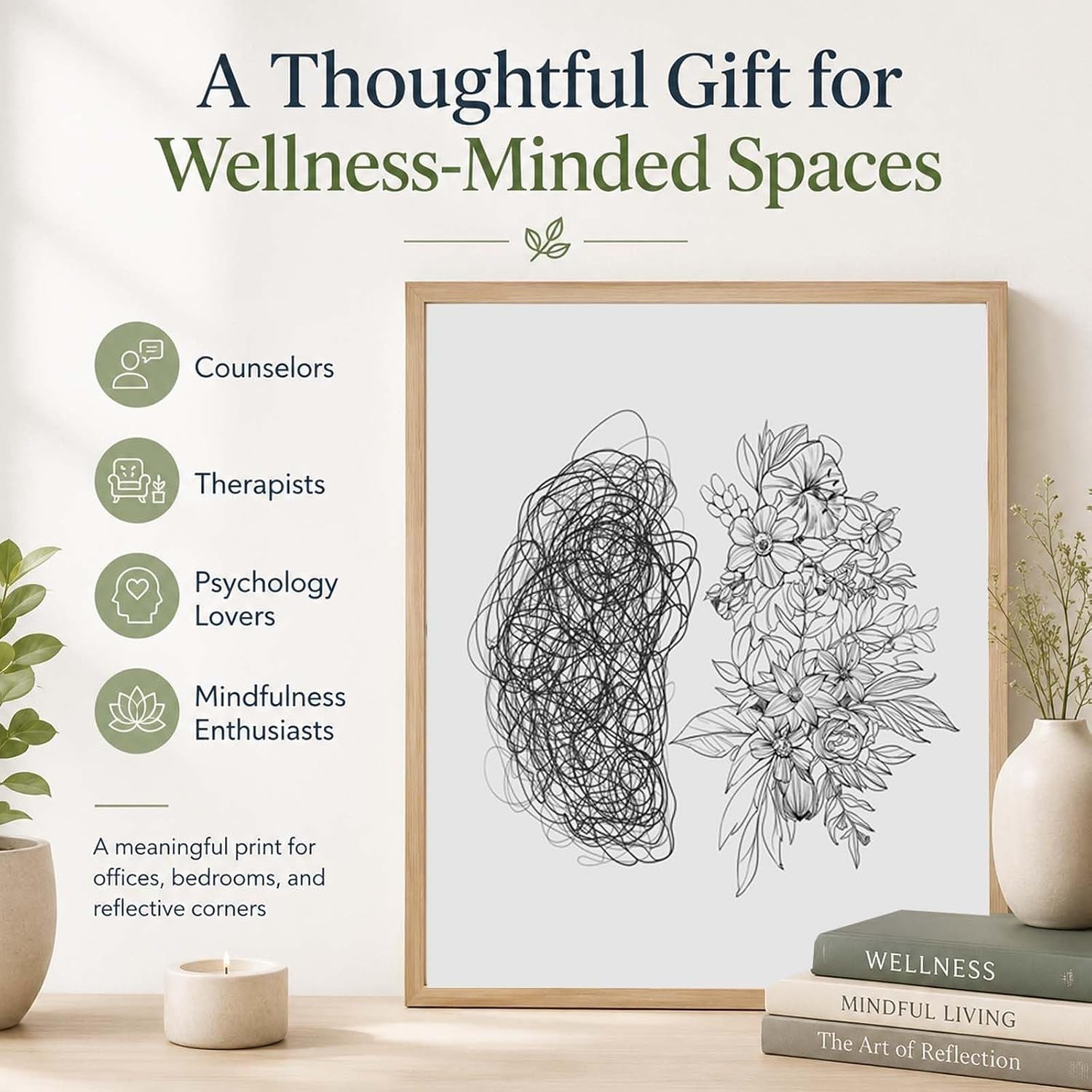 Psychology Brain Wall Art, Mental Health Art, Psychologist Office, Counseling Gift, Growth Mindset, Therapy Office Decor, CBT Wall Decor, Counselor Office Decor, Unframed (11X14 INCH)