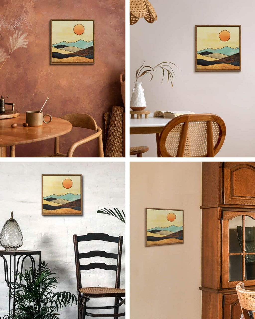 Boho Wooden Wall Decor, Mountain Sun Moon Western Decor Nature Wilderness Wall Art, Rustic Cabin Decor Adventure Farmhouse Wall Decor for Living Room Bedroom (Sun)