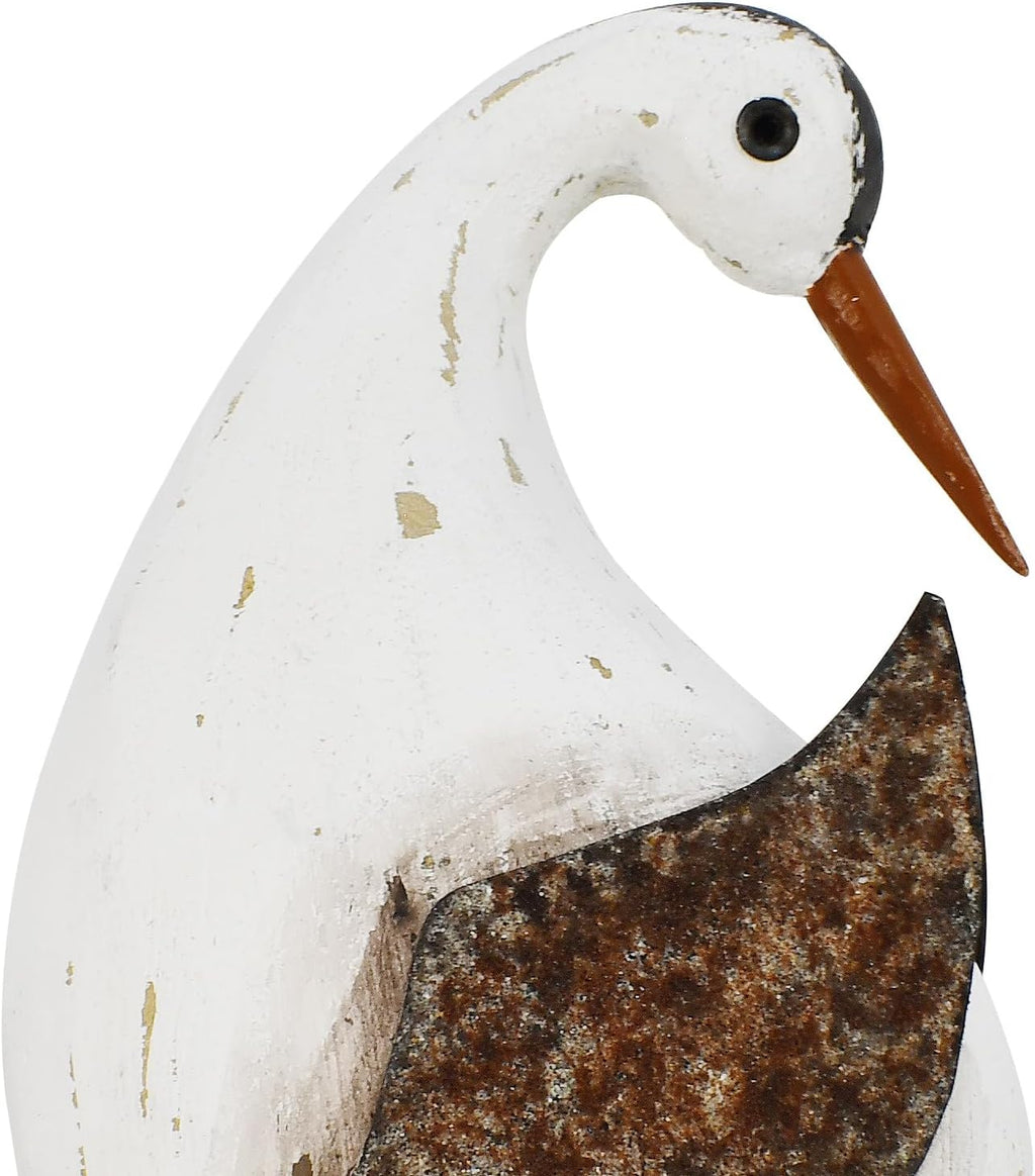6.1" H Nautical Wood Beach Sea Bird Table Statue Decorative Seabird Figurine Handmade Sculpture Rustic Distressed Farmhosue Nautical Bird Statue Sea Ocean Coastal Home Decoration (M)