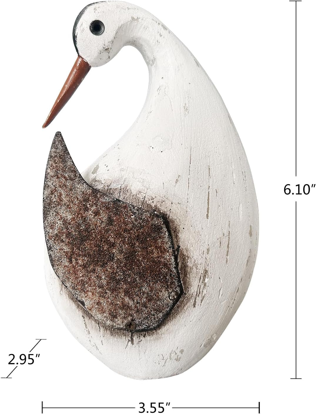6.1" H Nautical Wood Beach Sea Bird Table Statue Decorative Seabird Figurine Handmade Sculpture Rustic Distressed Farmhosue Nautical Bird Statue Sea Ocean Coastal Home Decoration (M)