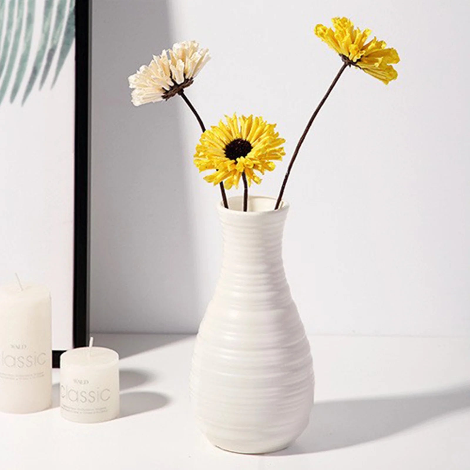 White Tall Floor Vase, 8.27×2.16" Vase, Decorative Flower Vases for Modern Home Decor Living Room Office Bedroom Kitchen Wedding Centerpieces Farmhouse Decor Cute Vases, Home Gifts Women Mom