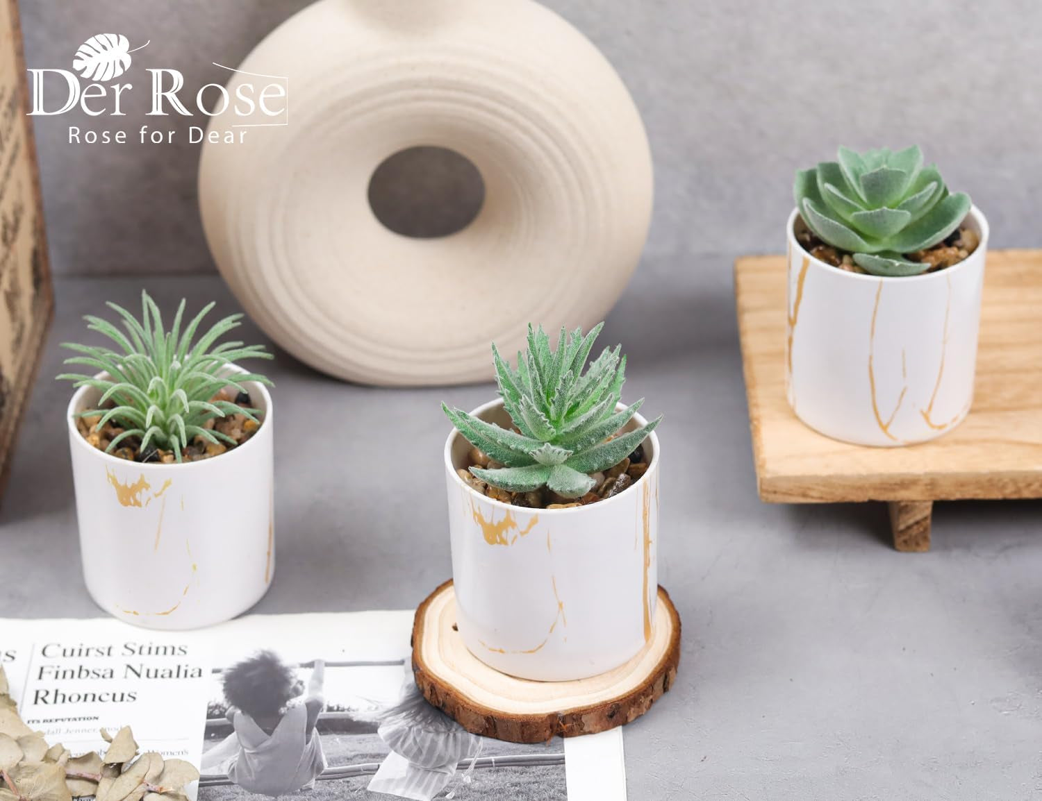 3 Pack Small Fake Plants Succulents Plants Artificial in Pots for Home Office Desk Decor for Women