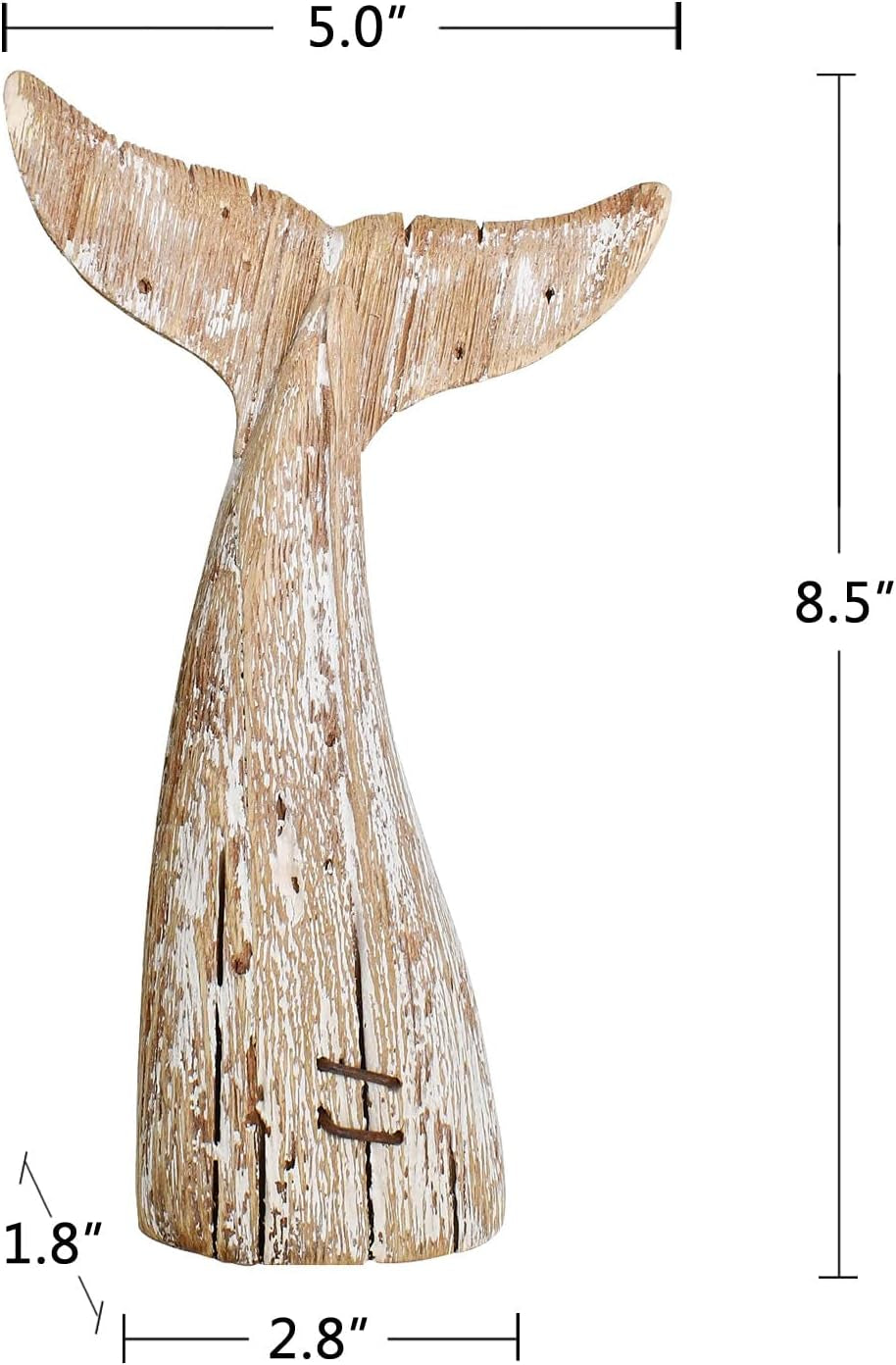 Wooden Whale Tail Decor, Decorative Nautical Whale Rustic Ocean Sea Beach Themed Whale Decoration, Handcrafted Tabletop Nautical Themed Home Decor Bathroom Decor (S)