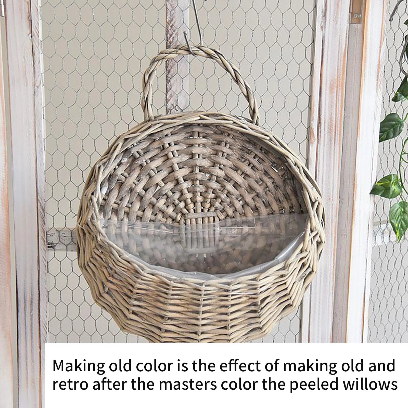Home Decor , Handmade Woven Hanging Basket Storage Basket Flower Pot Hanging Wall Basket