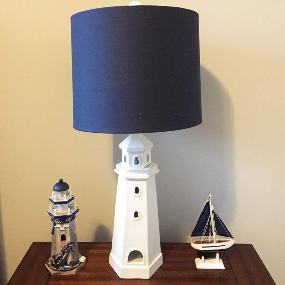 Wooden Lighthouse Decor, 10.25Inch Decorative Nautical Lighthouse Rustic Ocean Sea Beach Themed Lighthouse Decoration, Handcrafted Tabletop Nautical Themed Home Decor Bathroom Decor(Seabird & Anchor)