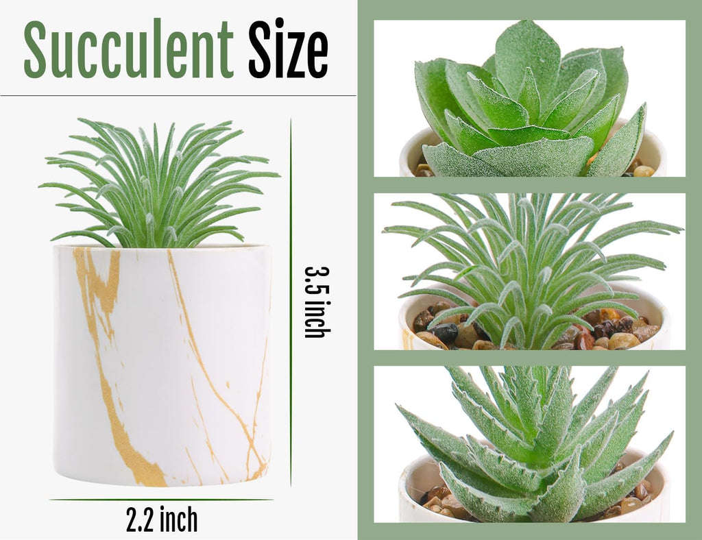 3 Pack Small Fake Plants Succulents Plants Artificial in Pots for Home Office Desk Decor for Women