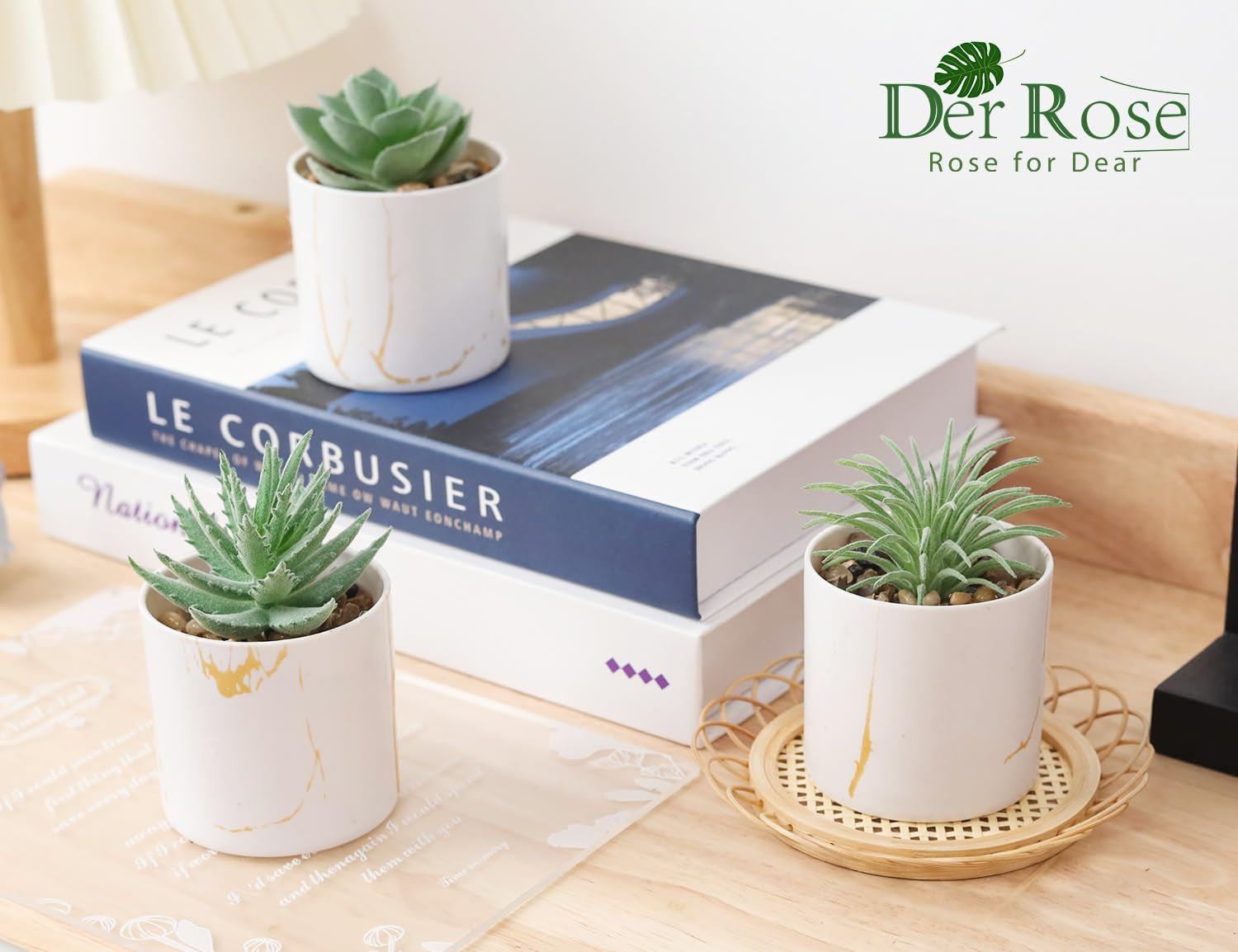 3 Pack Small Fake Plants Succulents Plants Artificial in Pots for Home Office Desk Decor for Women