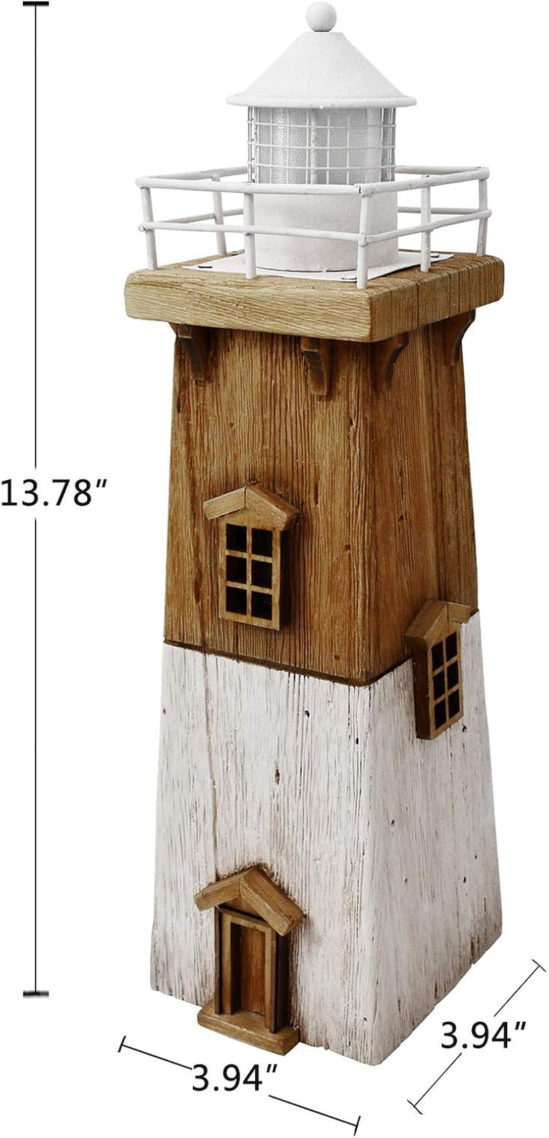 Rustic Wood Lighthouse Decor with Light Tabletop Nautical Decor, Wooden Lighthouse Nautical Decoration Beach Themed Decoration Coastal Decor Lighthouse Decoration for Home Mediterranean Decor