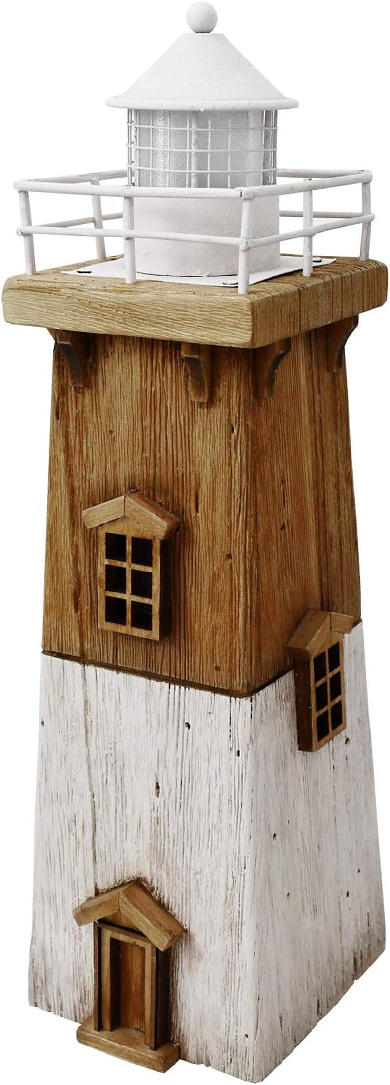 Anita Store Rustic Wooden Lighthouse with LED Light Coastal Decor