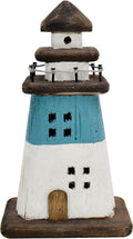 Anita Store Wooden Lighthouse Figurine Blue Coastal Decor